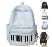 Generico Piano Backpack for Women,Nylon Polka Dot Cute Music Bookbag，Blue