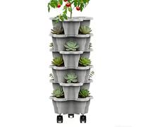 Generico Pianta di fragole - Supporto impilabile a 6 livelli 25x10 cm | Giardino verticale mobile con ruote rotanti - Vasi in ABS | Fioriera verticale - Serra per patio domestico, balcone, interno,