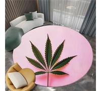 Generico Pianta Foglia Di Cannabis Tappeto Salotto Rotondo Rosa Flanella Stampa Camera Da Letto Tappeti Rotondo, Cucina Antiscivolo Lavabile - Per Tavolino Da Salotto Bagno Tappeto Cameretta 60 cm