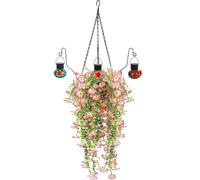 Genérico Piante artificiali per esterni - Cesto di fiori artificiali naturali con per uccelli, piante artificiali e fogliame da parete cortile, porta giardino, primavera, autunno, gazebo