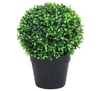 Generico Piante di Bosso Artificiale 2 pz a Sfera con Vaso Verde 27 cm,Verde,2.6kg,336520