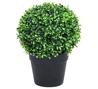 Generico Piante di Bosso Artificiale 2 pz a Sfera con Vaso Verde 37 cm,Verde,5.7kg,336518