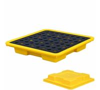 Generico Piattaforma di contenimento per fuoriuscite impilabile con drenaggio e Tasche per Carrello elevatore - Vassoio modulare a Tenuta stagna per fusti da 55 galloni - Design Resistente 130x110x30