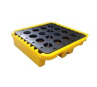 Generico Piattaforma Industriale per Il contenimento di fuoriuscite di Olio, impilabile su Pallet con Griglie Rimovibili per la Massima prevenzione delle perdite, 720x720x160 mm, Blu e Giallo.