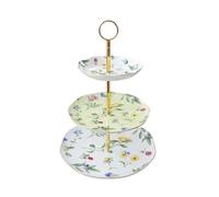 Generico Piatto da portata in ceramica con motivo floreale, set di tazze caffè e piattini, piatto dessert, for dim sum, vassoio for snack, piatti frutta tè(3 layer)