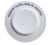 Generico Piatto Personalizzato in Porcellana Bianca con Scritta Nessuno cucina come la mamma, Decorazione Fatto a Mano sul Bordo, Piatto Artigianale Cucina, Idea Regalo Simpatica e Originale per Casa