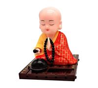 Generico Piccola Statua - ABS 9x7cm | Solare Testa Oscillante Per Auto | Figurina Buddha Solare A Testa Mobile Per Cruscotto, Interni Auto, Scrivania E Decorazione Casa