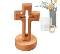 Generico Piccole croci di legno - Design con ciondolo a croce da tavolo, mini croce da scrivania, stile pendente artigianale in legno, superficie naturale non finita | Pezzo decorativo per la chiesa,