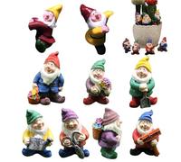 Generico Piccole Statuette di Gnomi,Set da 9 Pezzi di Nani in Resina - Decorazione con Sculture di Nani | per Tavolo, Giardino, Vivaio, Comodino, Vaso di Fiori, Ambienti Interni ed Esterni, Mensola