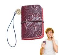 Generico Piccoli quaderni, mini quaderni Portatile in pelle | diario per notebook, leggero e portatile, in pelle robusta, con motivi squisiti per bambini, prendere appunti, Vino