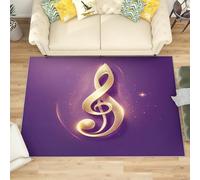 Generico Piccolo Tappeto Soffice per Camera da Letto Nota D'Oro Art Tappeto Lavabile Antiscivolo per Soggiorno Viola Tappeti Morbidi per la Decorazione Domestica 60x90 cm