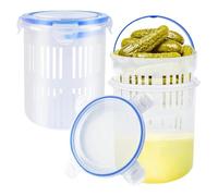Generico Pickle Container Jar - 1200ml Transparent Storage Jar, Leak Proof Fruit Keeper, Strainer Holder | Versatile Food Organizer For Vegetables Fruits Cheese Grapes Meal Prep Kitchen Use