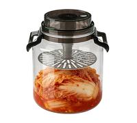 Generico Pickle Jar - 304 Stainless Steel PET PP 20.5x27.5cm | 5L Round Press Type Sealing Vessel With Handle | Airtight Fermenting Container For Cucumber Sauerkraut And Dry Good Storage Use