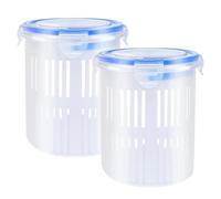 Generico Pickle Storage Jar - 1200ml Transparent Leakproof Container, Strainer Fruit Holder, Vegetable Keeper | Multi Use Kitchen Organizer For Fruits Vegetables Cheese Snacks Home Fridge Boxs