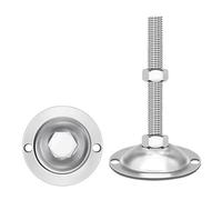 Generico Piedini Regolabili, Poggiapiedi Regolabile, in Acciaio Inossidabile 304, Base Piatta Rinforzata Con Fori, Robusto E Resistente, Adatto A Diversi Scenari (D100*M12*160mm,1PCS)