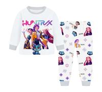 Generico Pigia Bambine K Pop HUNTR-X Lungo Set di igiami a Maniche Lunghe Stile Anime D-emon Due Pezzi Completa Tuta con Pantaloni Leggero Natalizio Regalo per Ragazza e Ragazzo 2-13 Anni