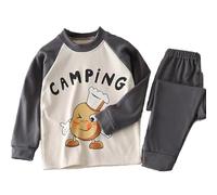 Generico Pigiama a Due Pezzi Set per Bambini,Abbigliamento da Casa Traspirante Biancheria Intima Termica Camicetta Maniche Lunghe Bambino Invernale Regalo Unisex Bambini e Ragazzi Ragazze 1-12 Anni