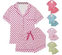 Generico Pigiama Aperto Davanti Donna,Pigiama Elegante con Risvolto Top A Maniche Corte E Pantaloncini per Un Comodo Abbigliamento da Casa da Sogno