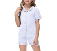 Generico Pigiama Bambina,Pigiami Bambina Estivo da Ragazza er Adolescenti con Stampa, in Due Pezzi Famiglia Camicie Notte per Tops Pants Nightwear Pigiami 2-12 Anni