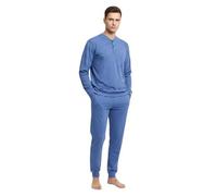 Generico Pigiama Caldo Cotone Uomo Interlock Garzato (Peso 200 gr Metro lineare) Pigiama Uomo Invernale Lungo, Pigiami 100% Made in Italy Disponibili dalla M alla 3XL (XL, Catania Azzurro)