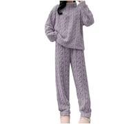Generico Pigiama Cotone Donna Pigiama Sexydonna Estivo Womens Fuzzy Pajama Sets Warm Cozy Winter Sets Fleece Set Loose Comfy Ladies Plush Sleepwear Natale Donna Coordinati Purple One Size