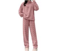 Generico Pigiama Cotone Donna Pigiama Sexydonna Estivo Womens Fuzzy Pajama Sets Warm Cozy Winter Sets Fleece Set Loose Comfy Ladies Plush Sleepwear Natale Donna Coordinati Red One Size