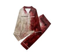Generico Pigiama da Bambina per Halloween, A Maniche Lunghe, con Stampa A Macchie di Sangue, per Bambini, in Due Pezzi Vampiro Bambina Pigiama Corto Ragazzo Costume per Ragazze Festa Cosplay