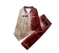 Generico Pigiama da Bambina per Halloween, A Maniche Lunghe, con Stampa A Macchie di Sangue, per Bambini, in Due Pezzi Vampiro Bambina Pigiama Corto Ragazzo Costume per Ragazze Festa Cosplay