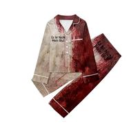 Generico Pigiama da Bambina per Halloween, A Maniche Lunghe, con Stampa A Macchie di Sangue, per Bambini, in Due Pezzi Vampiro per Bambini Pigiama Corto Ragazzo