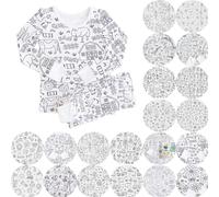 Generico Pigiama da colorare per Bambini, Set Pigiama da colorare per Bambini - Sketch Colorful Kids Pajama Set, Kids Art: Colour Your Own Long Sleeve Top And Pants, DIY