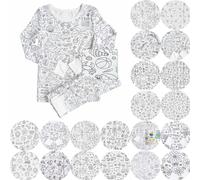 Generico Pigiama da colorare per Bambini Set Pigiama per Bambini - Sketch Pigiama colorato per Bambini, Arte per Bambini: colora Il Tuo Top e Pantaloni a Maniche Lunghe Fai da Te