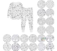 Generico Pigiama da colorare per Bambini Set Pigiama per Bambini - Sketch Pigiama colorato per Bambini, Arte per Bambini: colora Il Tuo Top e Pantaloni a Maniche Lunghe Fai da Te
