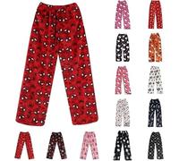 Generico Pigiama da Donna Pantaloni Lunghi, Pantaloni da Salotto da Donna Allungabile Pigiama Loungewear in Flanella Indumenti da Notte Parte Inferiore Morbidi Sciolto Accogliente Tieniti al Caldo