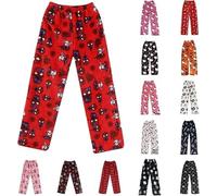 Generico Pigiama da Donna Pantaloni Lunghi, Pantaloni da Salotto da Donna Allungabile Pigiama Loungewear in Flanella Indumenti da Notte Parte Inferiore Morbidi Sciolto Accogliente Tieniti al Caldo