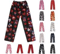 Generico Pigiama da Donna Pantaloni Lunghi, Pantaloni da Salotto da Donna Allungabile Pigiama Loungewear in Flanella Indumenti da Notte Parte Inferiore Morbidi Sciolto Accogliente Tieniti al Caldo