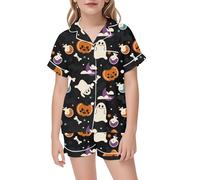 Generico Pigiama da Notte di Halloween in 2 Pezzi Costume Cosplay familiare Vacanza Completo Top Pantaloni Morbido Cotone Comodo, Traspirante Ideale per Giocare