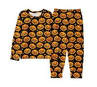 Generico Pigiama da Notte di Halloween in 2 Pezzi,Divertente Stampa Fantasma Costume Abiti Casual per Adolescenti Semplice e Morbido Set Pigiami accoglienti Pezzi Vestiti Bambini dai 3 ai 13 Anni
