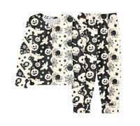 Generico Pigiama da Notte di Halloween in 2 Pezzi,Divertente Stampa Fantasma Costume personalità Camicia Completo Top Pantaloni Morbido Cotone Regalo per Bambini 1-12 Anni