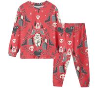 Generico Pigiama da Notte di Halloween in 2 Pezzi,Halloween Famiglia Set Neonato Neutro Costume Scheletro Pigiami accoglienti Stampa dei Cartoni Animati Ideale per Giocare