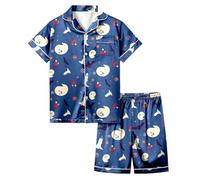 Generico Pigiama da Notte di Halloween in 2 Pezzi,Set Biancheria per Bambini Carino Costume Scheletro Camicia Pantaloni Set Abbinato Morbido, Comodo, Traspirante Regalo 1-12 Anni