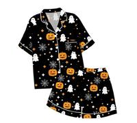 Generico Pigiama di Halloween 2025 per Bambini,Halloween Famiglia Set Neonato Neutro Abbottonato Camicia Pantaloni Abbinato 2 Pezzi Vestiti Ideale Giocare