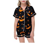 Generico Pigiama di Halloween 2025 per Bambini,Pigiama Divertente Abiti Casual Adolescenti Completo Top Pantaloni Set Pigiami accoglienti 2 Pezzi Vestiti Bambini dai 3 ai 13 Anni