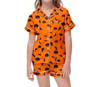Generico Pigiama di Halloween per Bambini Pajamas Due Pezzi con Stampe Cotone/Satin Set da Notte Invernale Pigiami Loungewear Sleepwear Pjs 2 Ragazze Giocare E Indossare Sleepwears