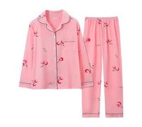 Generico Pigiama Donna a Quadri Invernale Pigiami Lungo da Donna con a Maniche Lunghe Collo a V Aperto Abbigliamento da Casa Indumenti da Notte Lounge Sleepwear con Due Tasche per La Ospedale