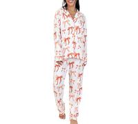 Generico Pigiama Donna Caldo Cotone Tute Estive Donna Women S Winter Spring Home Leisure Bow Love Loose Imitation Color DING Pajama Sleepy Pants Set del Pigiama Estivo Sexy Orange M