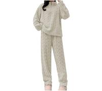 Generico Pigiama Donna Estivo Pigiama Donna Caldo Cotone Womens Fuzzy Pajama Sets Warm Cozy Winter Sets Fleece Set Loose Comfy Ladies Plush Sleepwear Vestito in Lino Set White One Size