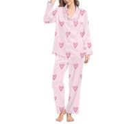 Generico Pigiama Donna Estivo Pigiama Donna Cotone Women S Winter Spring Home Leisure Bow Love Loose Imitation Color DING Pajama Sleepy Pants Set Set di Cotone Gilet E Hot Pink L