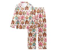 Generico Pigiama Donna Flanella Invernale Camicie da Donna Pigiama Peloso Donna Camicia Notte Parto Camicia da Notte Donna Allattamento Pigiama Squalo Donna Pigiama Stitch Donna