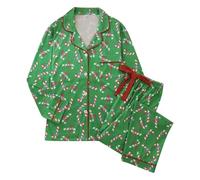 Generico Pigiama Donna Invernale - Donna con Cardigan Stampato a Maniche Lunghe e Pantaloni Lunghi Abito Bicolore Casual per Relax Domestico Tessuto Traspirante vestibilità Comoda L'Anno