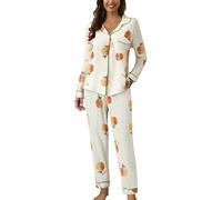 Generico Pigiama Donna Invernale Set Caldo Pile Pigiami Due Pezzi Morbido Manica Lunga Pantalone Lungo Pigiama 2 Pezzi con Tasche Morbido Comodo Traspirante per Il Tempo Libero Per La Casa